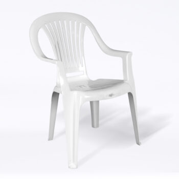 CHAIR WHITE PLASTIC W ARMS